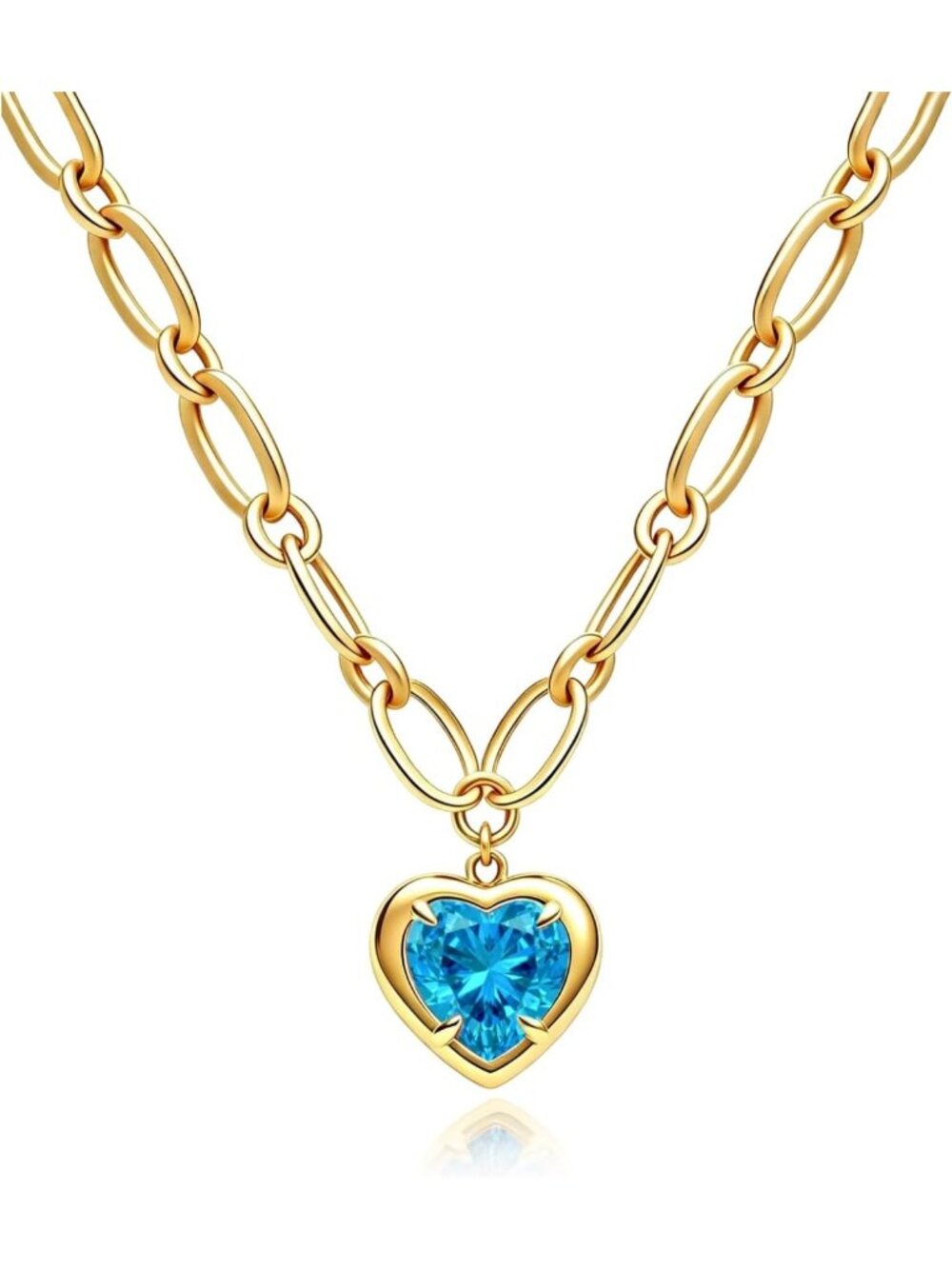 Elegant Birthstone Heart Necklace for Women | 18K Gold Plated Jewelry Gift